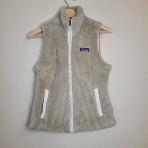 Patagonia Los Gatos Shroom Taupe Furry Fleece Full Zip Small Vest Jacket Women's